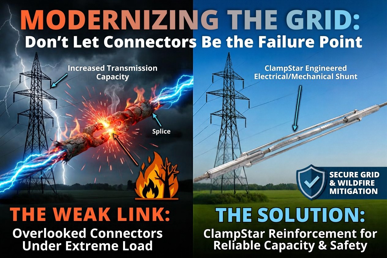 Modernizing the Grid: Don't Let Connectors Be the Failure Point. Overlooked connectors under extreme load versus ClampStar reinforcement for reliable capacity and safety.